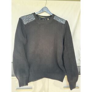Scotch & Soda Men's Heavy Knit Pullover Sweater quilted shoulder panels Black XL